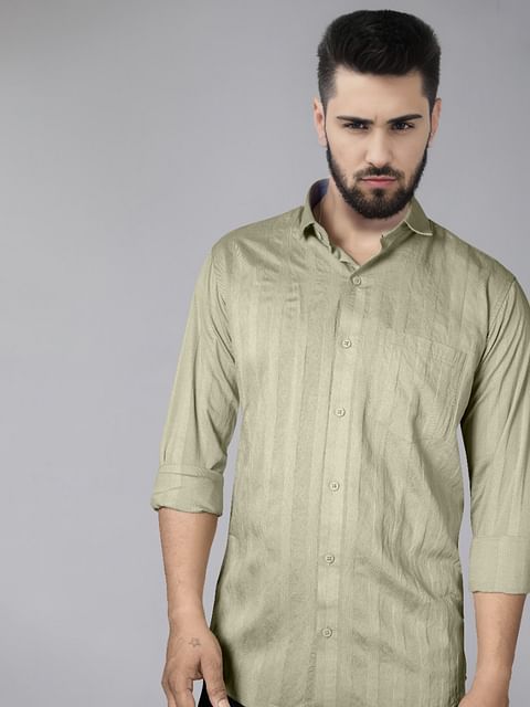 Authenzaa Men Casual Shirt SFCS121 Light Green 