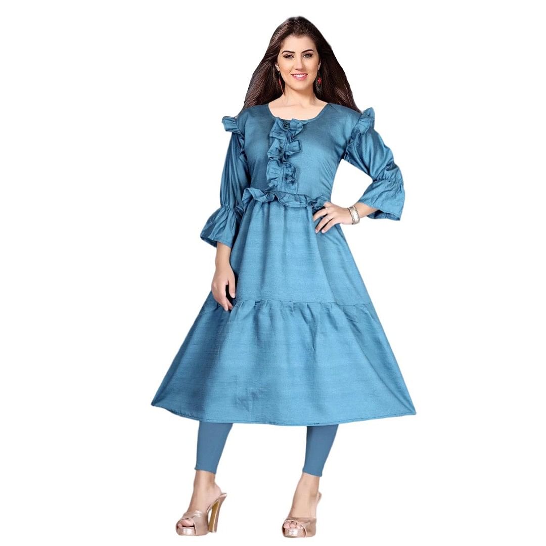 Authenzaa Women Kurti SMCKT104 Turquoise 