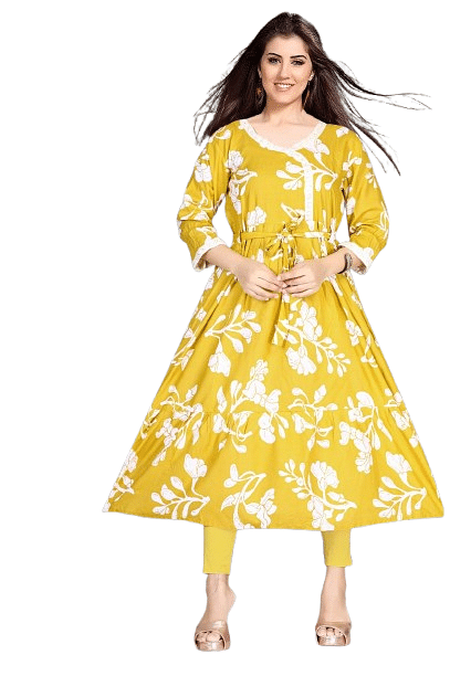 Authenzaa Women Kurti SMCKT108 Yellow 