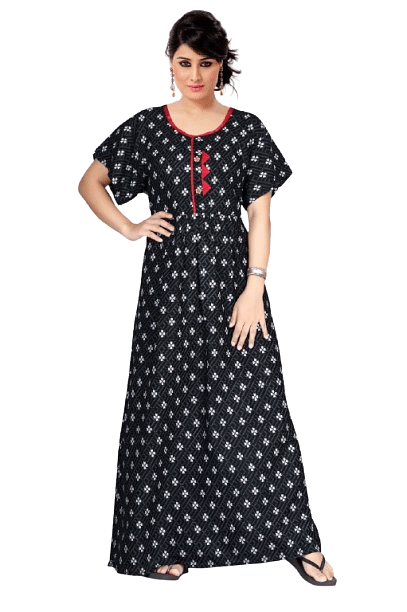 Authenzaa Women Nighty SMWN031 Black 