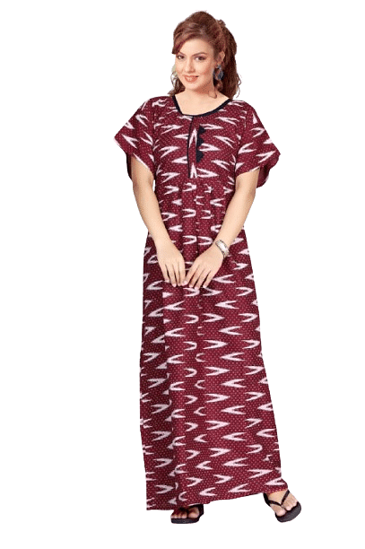 Authenzaa Women Nighty SMWN032 Maroon 