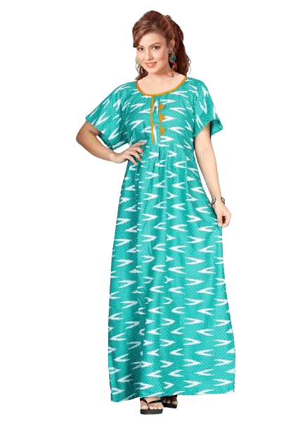 Authenzaa Women Nighty SMWN032 Aqua 