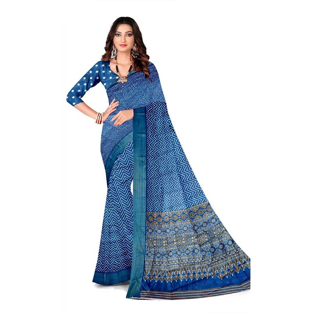 Authenzaa Women Saree ASWS096 Blue 