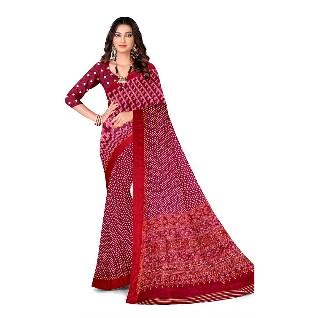 Authenzaa Women Saree ASWS096 Carrot 