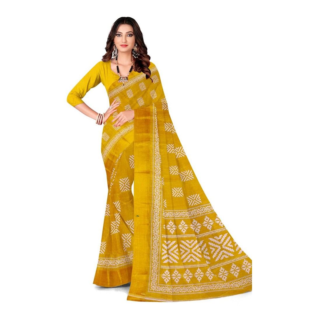 Authenzaa Women Saree ASWS097 Musturd 