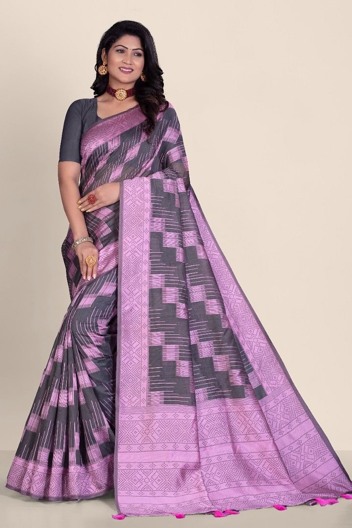 Authenzaa Women Saree YIWS025 Grey 