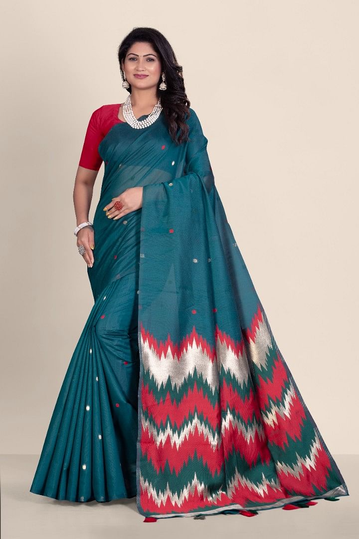 Authenzaa Women Saree YIWS022 Blue 