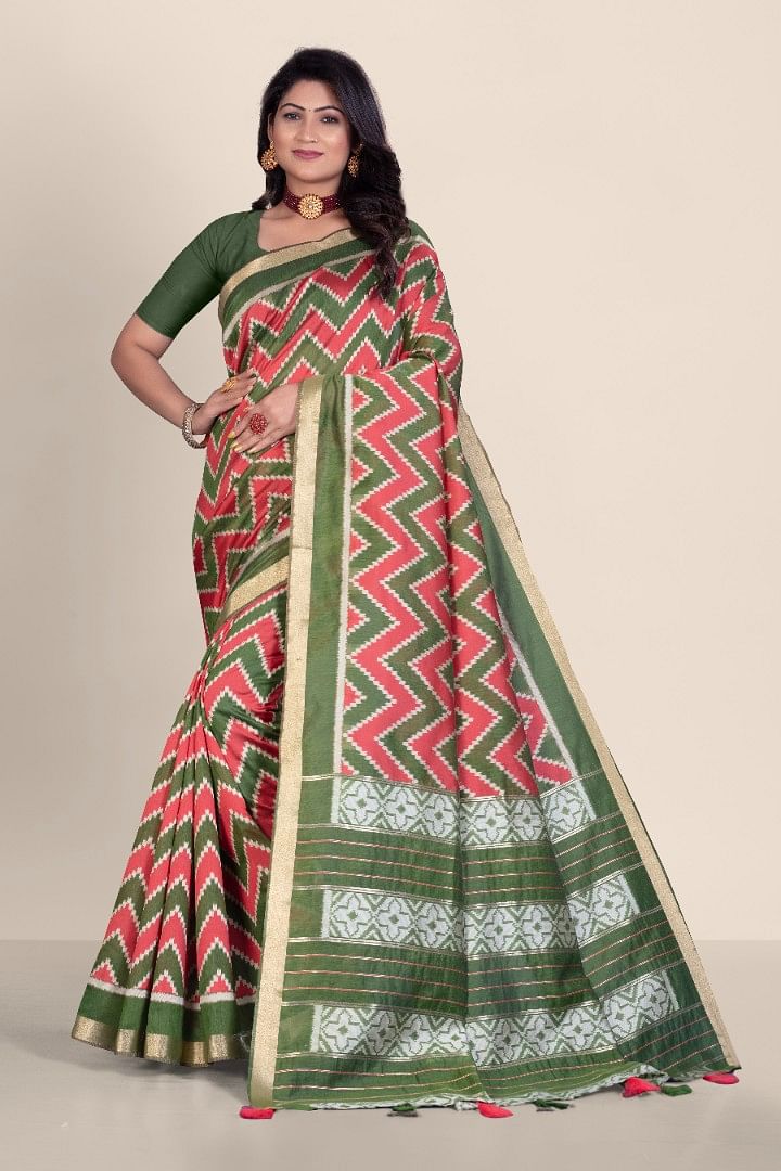 Authenzaa Women Saree YIWS023 Red 
