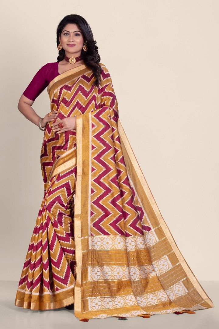 Authenzaa Women Saree YIWS023 Yellow 
