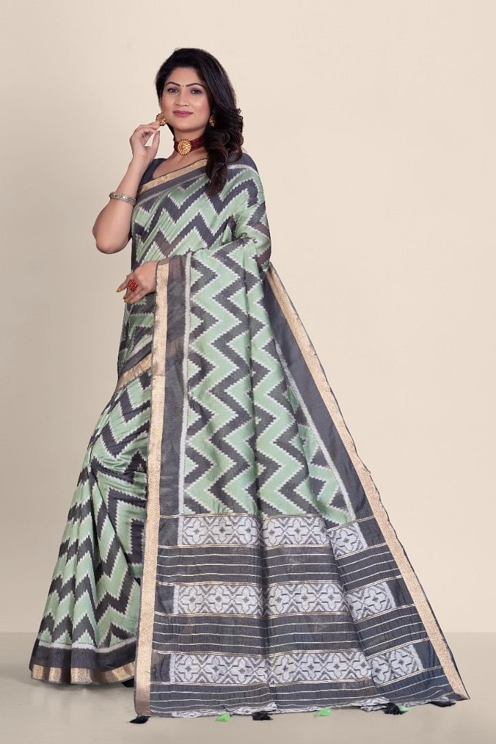 Authenzaa Women Saree YIWS023 Pista Green 