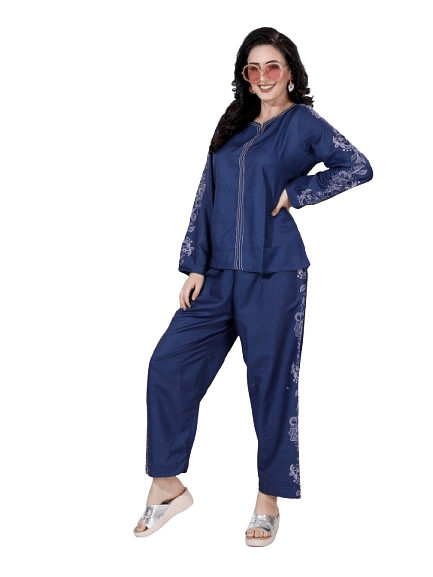 Authenzaa Women 2PC Nighty AC2N079 Denim 