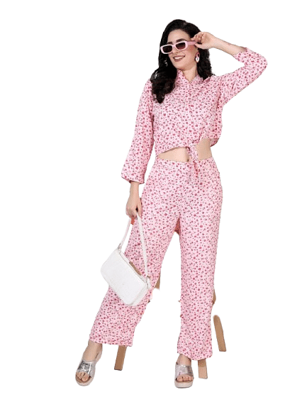 Authenzaa Women 2PC Nighty AC2N080 Pink 