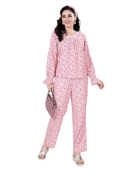 Authenzaa Women 2PC Nighty AC2N089 Light Pink 