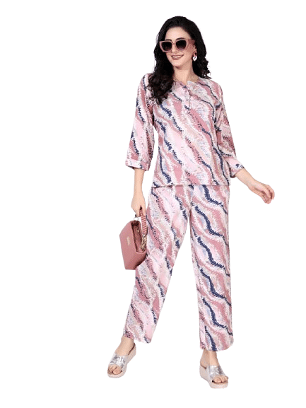 Authenzaa Women 2PC Nighty AC2N090 Multi 