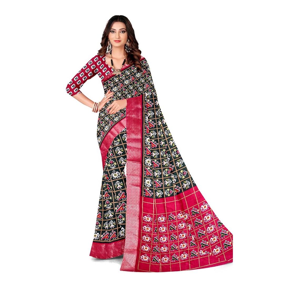 Authenzaa Women Saree ASWS099  Black Rani 