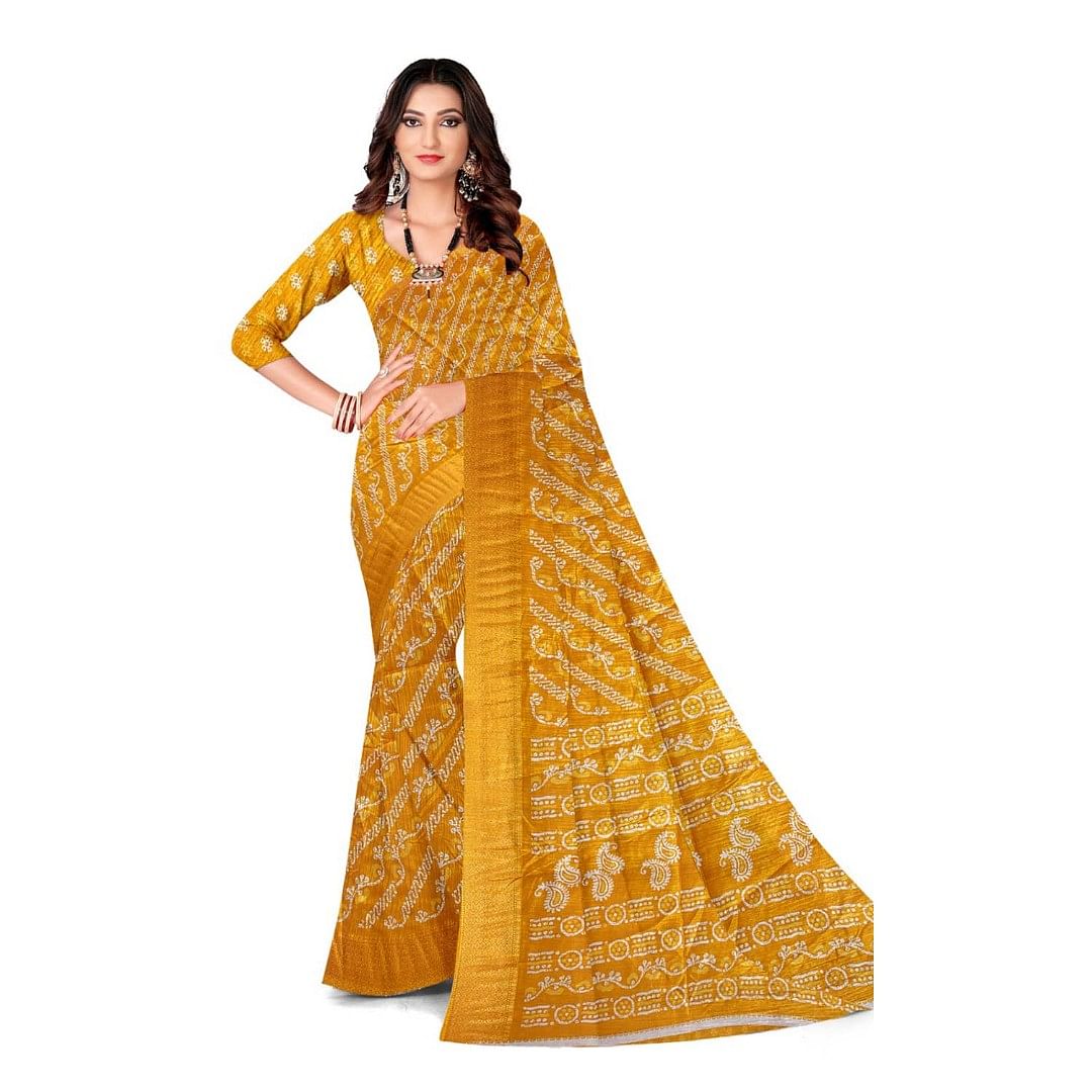 Authenzaa Women Saree ASWS100 Musturd 