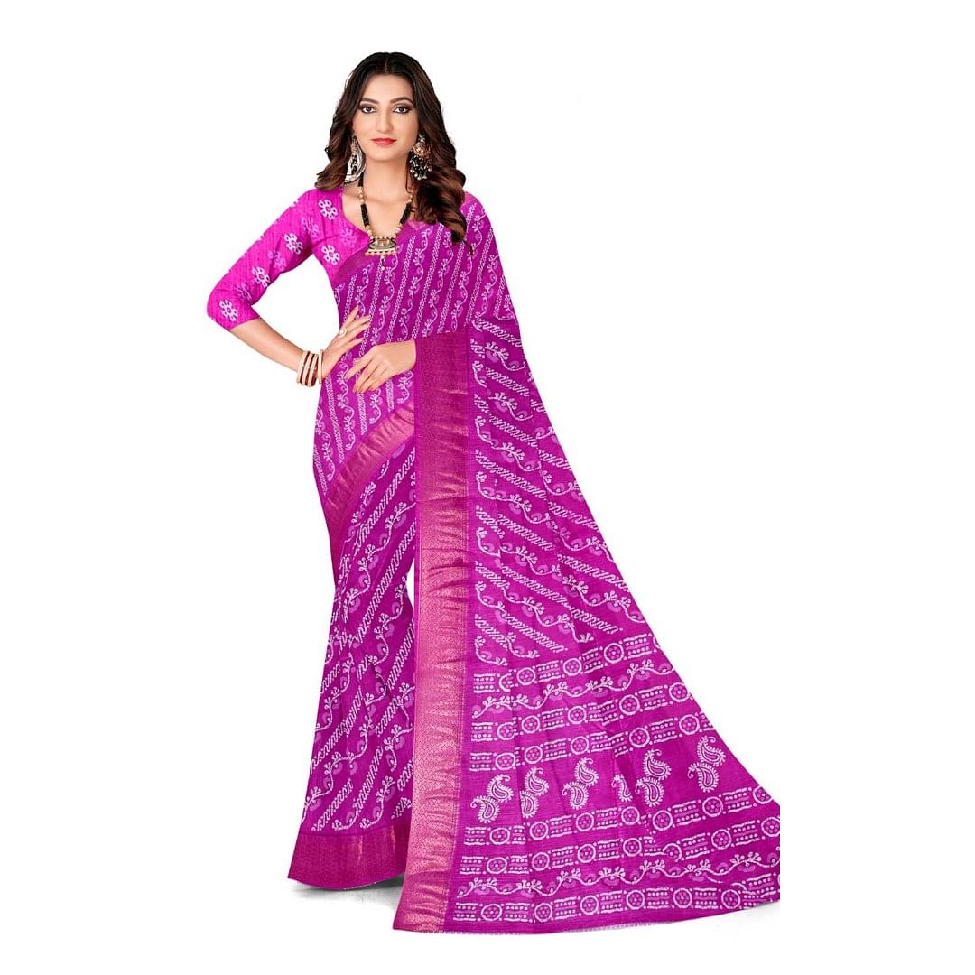 Authenzaa Women Saree ASWS100 Light Purple 