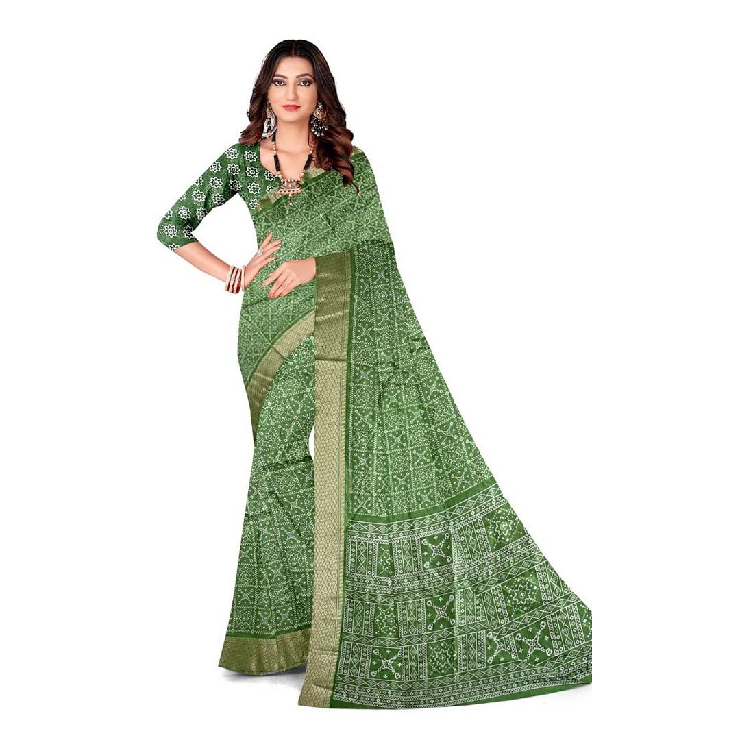 Authenzaa Women Saree ASWS101 Green 