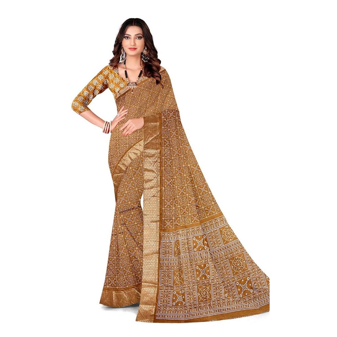 Authenzaa Women Saree ASWS101 Musturd 