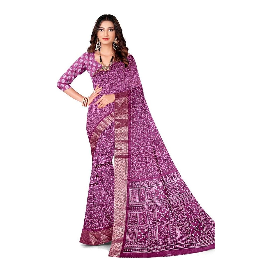 Authenzaa Women Saree ASWS101 Wine 