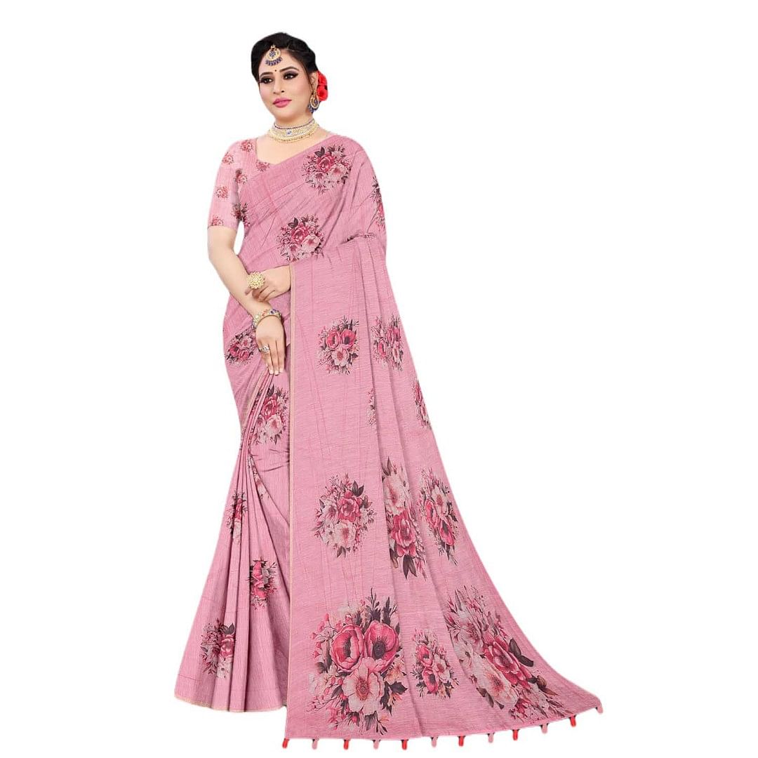 Authenzaa Women Saree ASWS119 Peach 