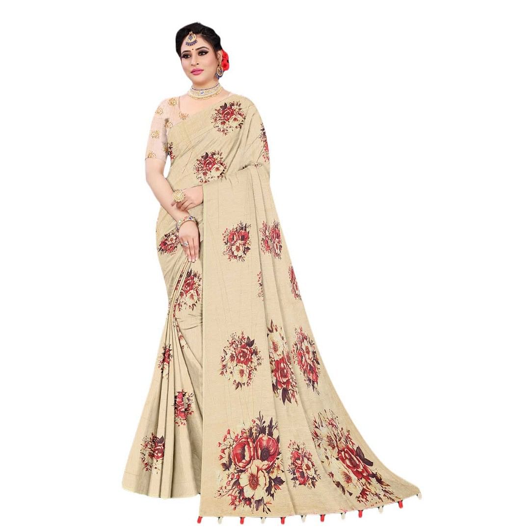Authenzaa Women Saree ASWS119 Brown 