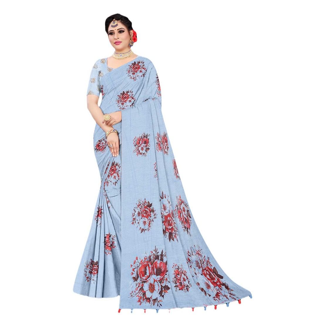 Authenzaa Women Saree ASWS119 Sky 