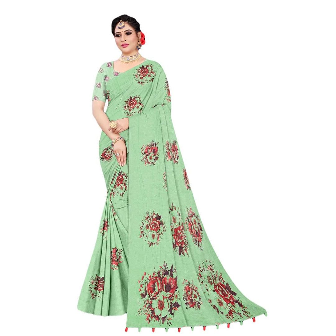 Authenzaa Women Saree ASWS119 Pista 