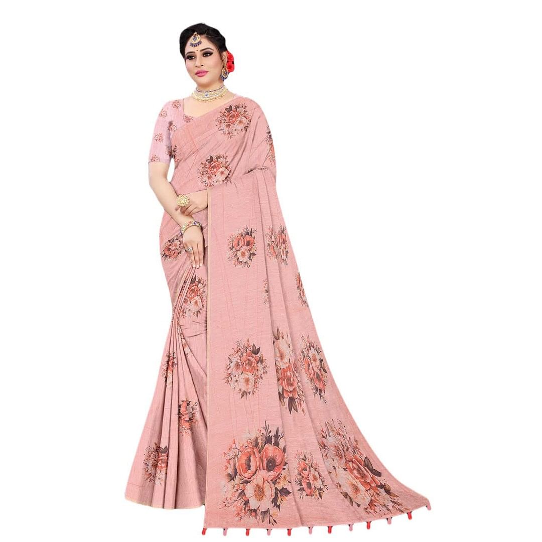 Authenzaa Women Saree ASWS119 Pink 
