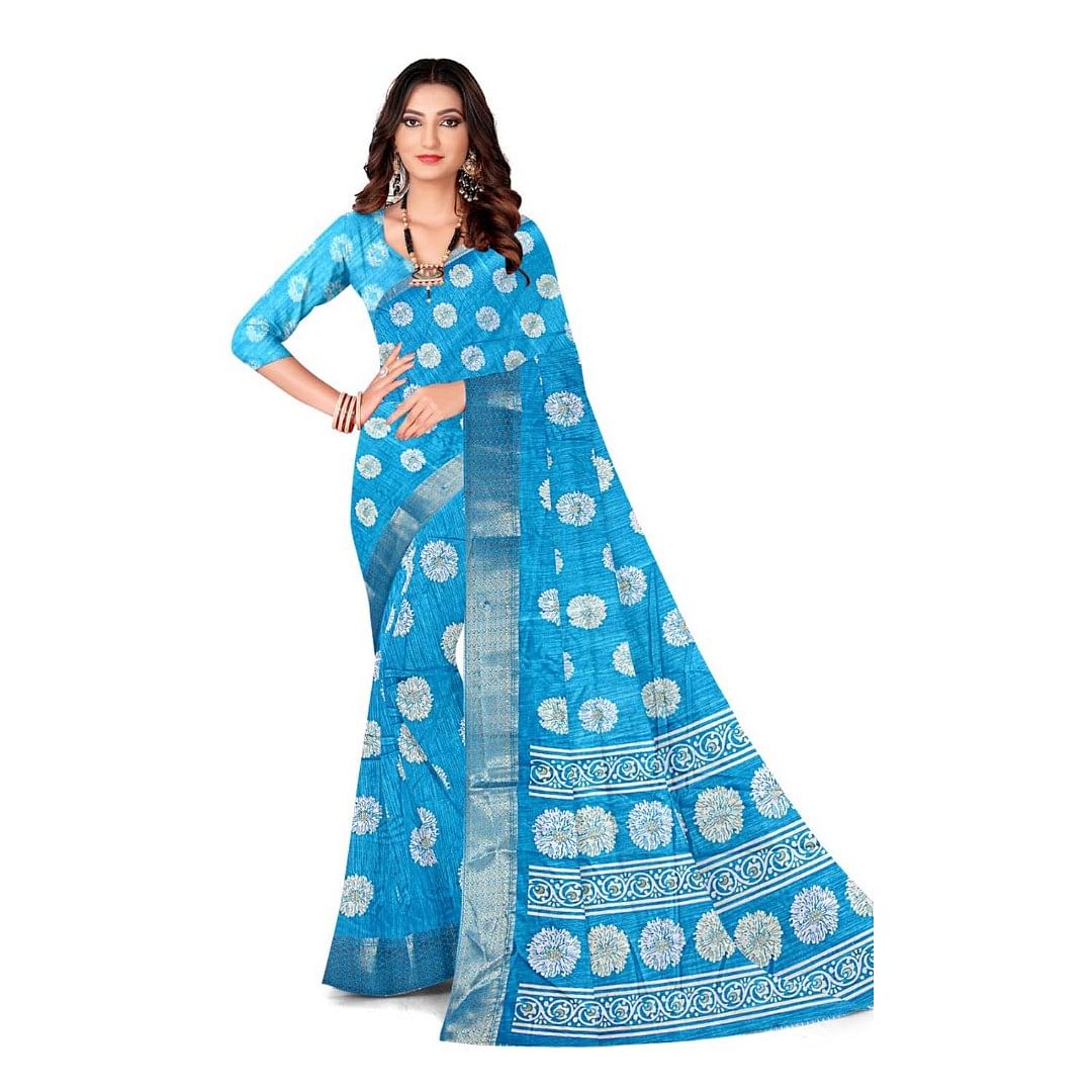 Authenzaa Women Saree ASWS118 Sky 