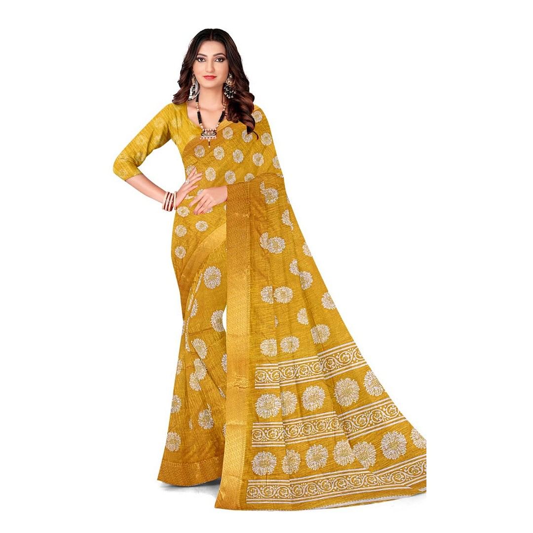 Authenzaa Women Saree ASWS118 Musturd 