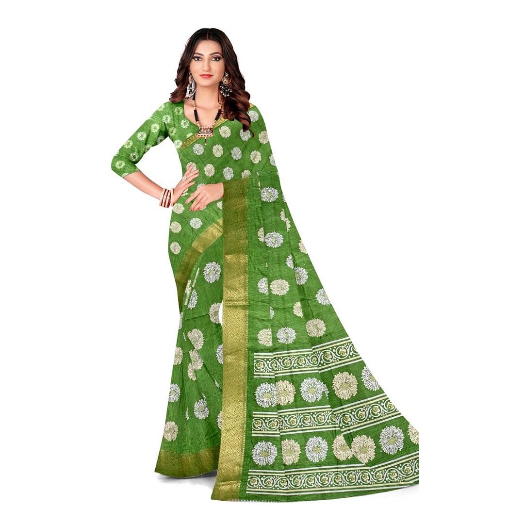 Authenzaa Women Saree ASWS118 Green 