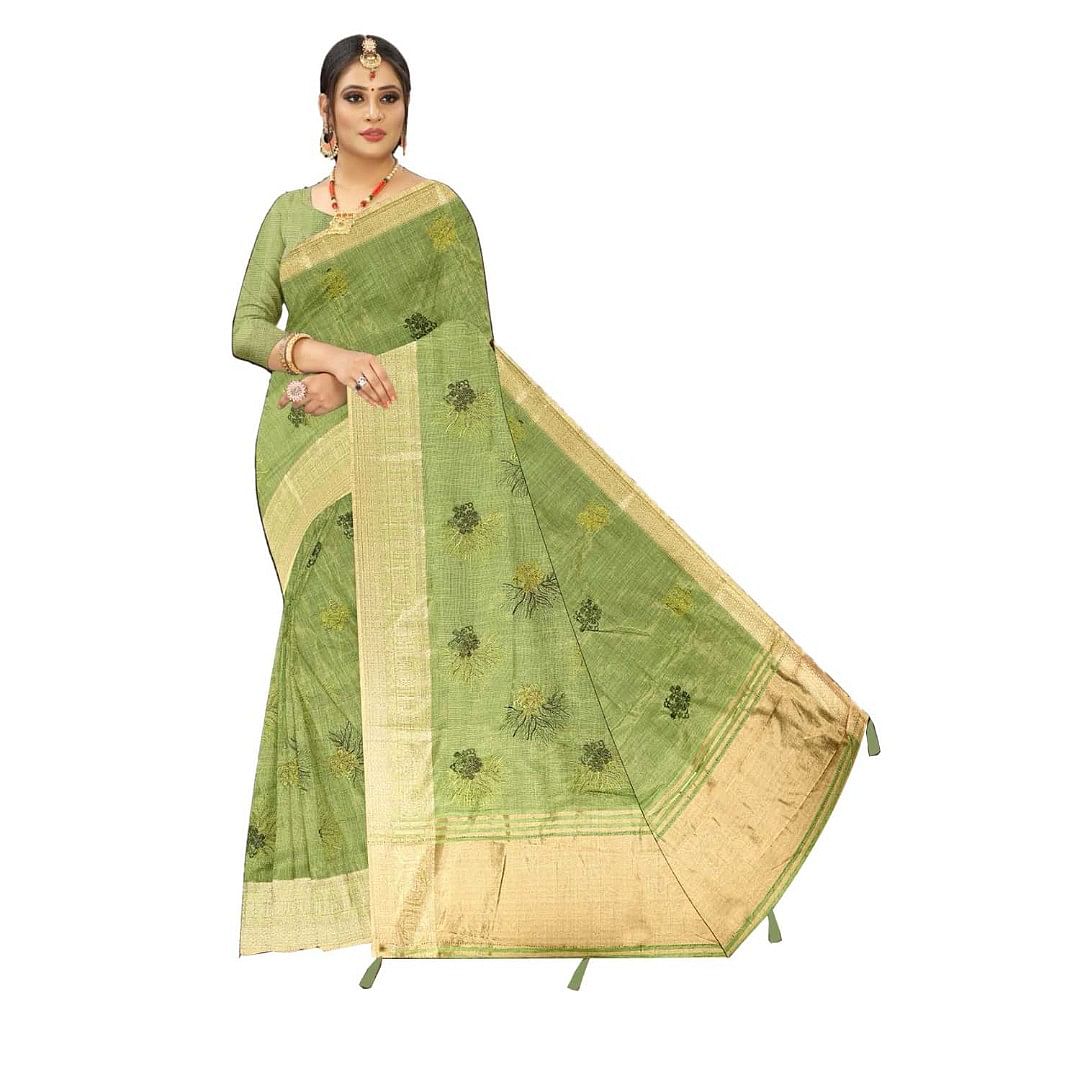 Authenzaa Women Saree ASWS114 Pista 