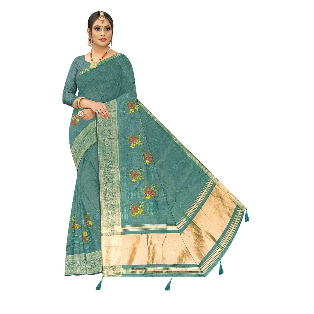 Authenzaa Women Saree ASWS113 Rama 