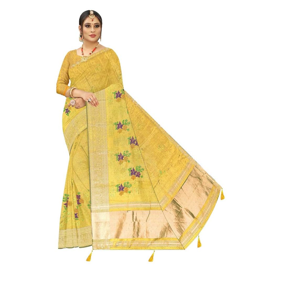 Authenzaa Women Saree ASWS113 Musturd 