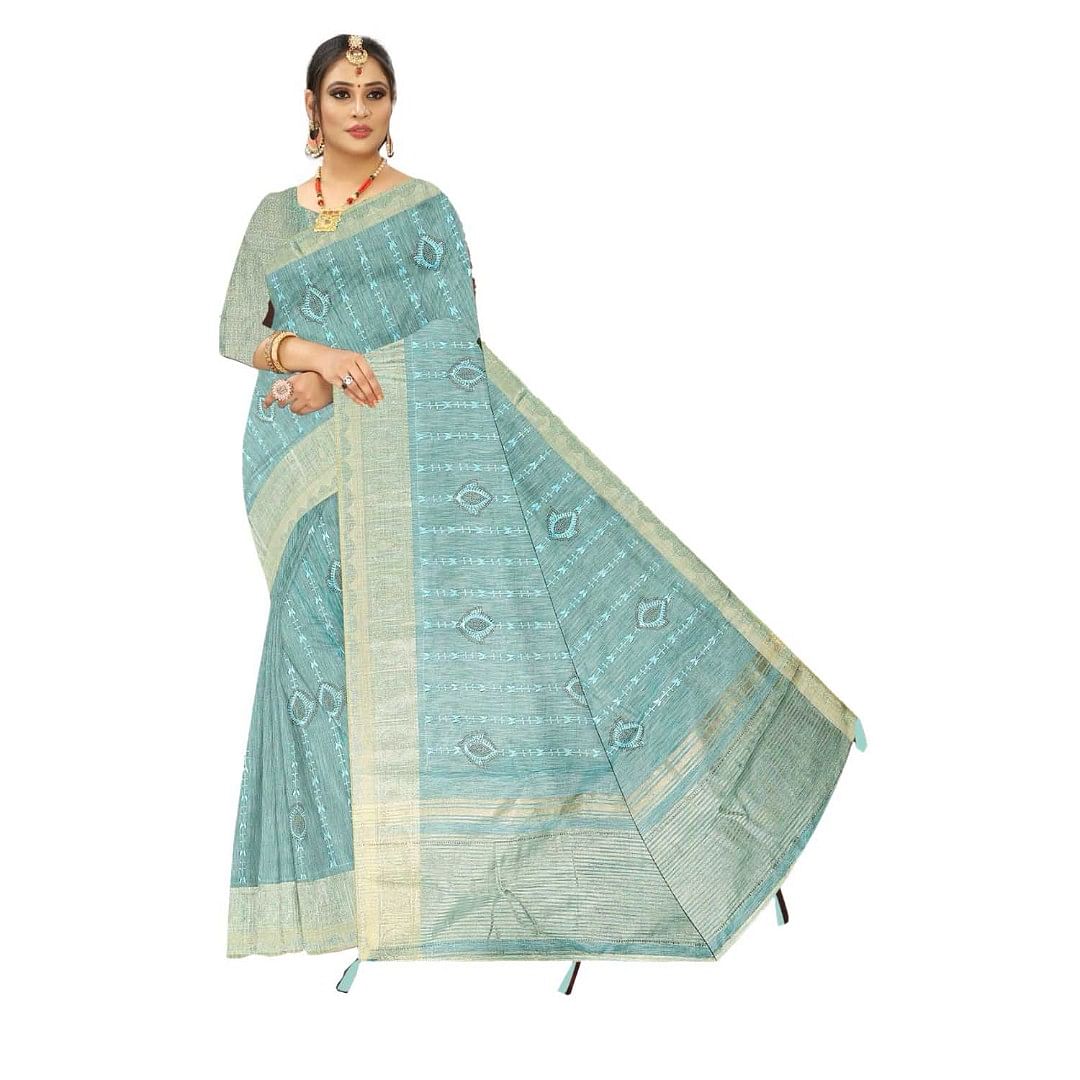 Authenzaa Women Saree ASWS112 Sky 
