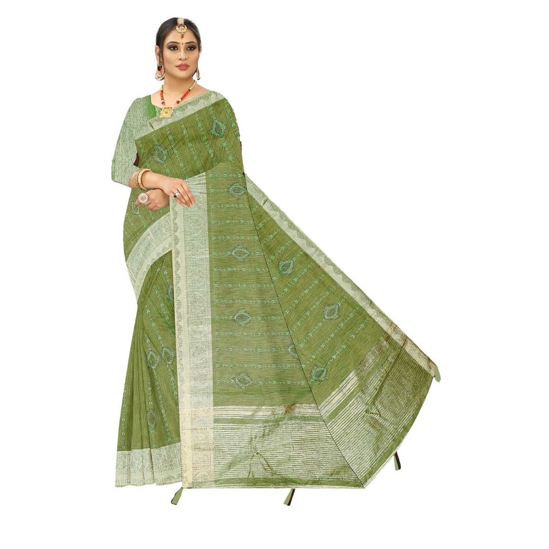 Authenzaa Women Saree ASWS112 Pista 