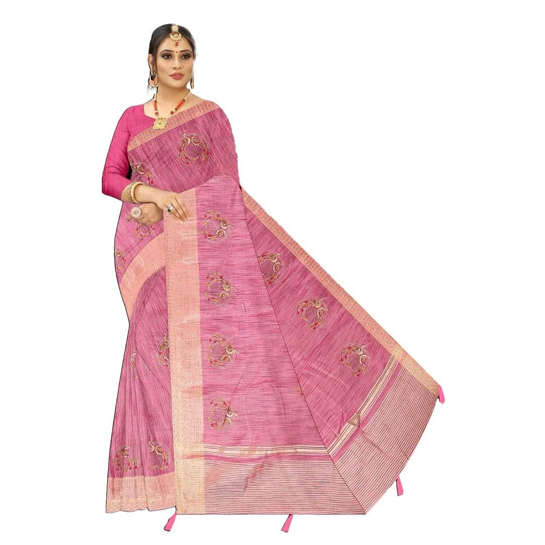 Authenzaa Women Saree ASWS111 Pink 