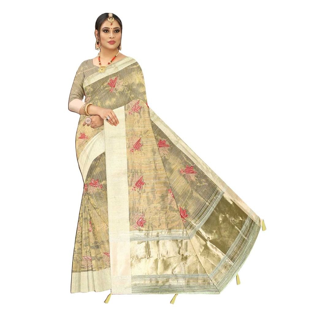 Authenzaa Women Saree ASWS110 Peach 