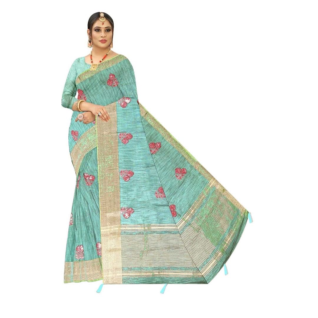Authenzaa Women Saree ASWS109 Sky 