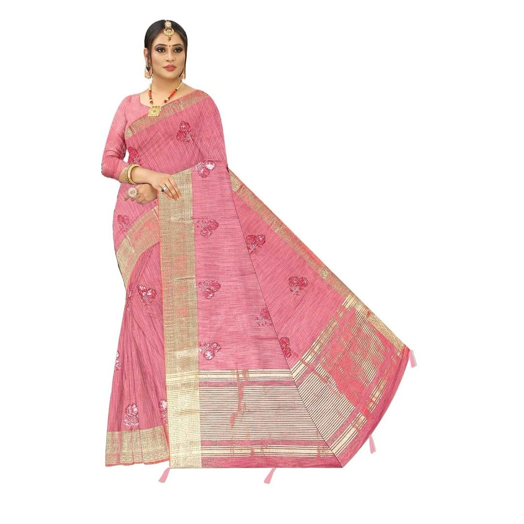 Authenzaa Women Saree ASWS109 Pink 
