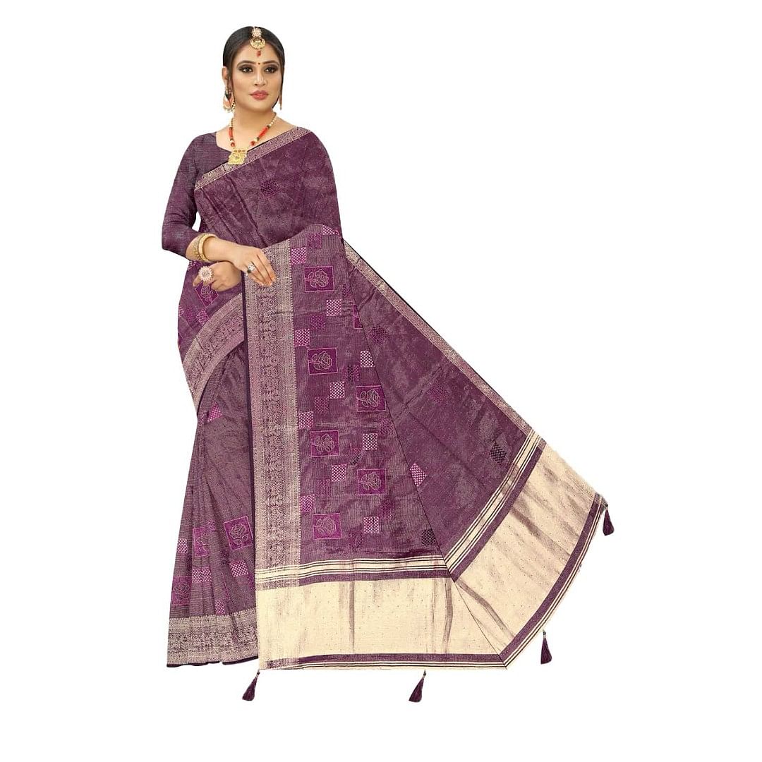 Authenzaa Women Saree ASWS107 Wine 