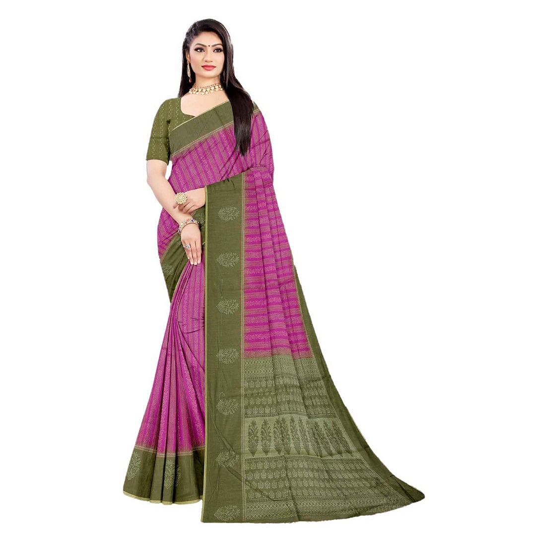 Authenzaa Women Saree ASWS072 Pink 