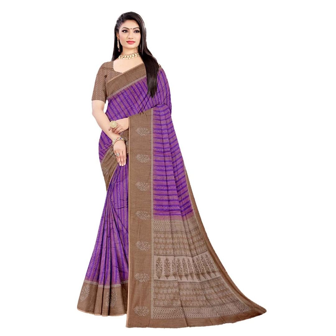 Authenzaa Women Saree ASWS072 Purple 