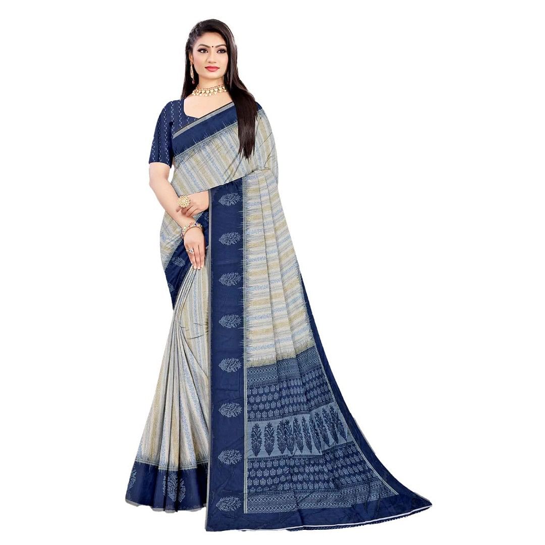 Authenzaa Women Saree ASWS072 Cream 