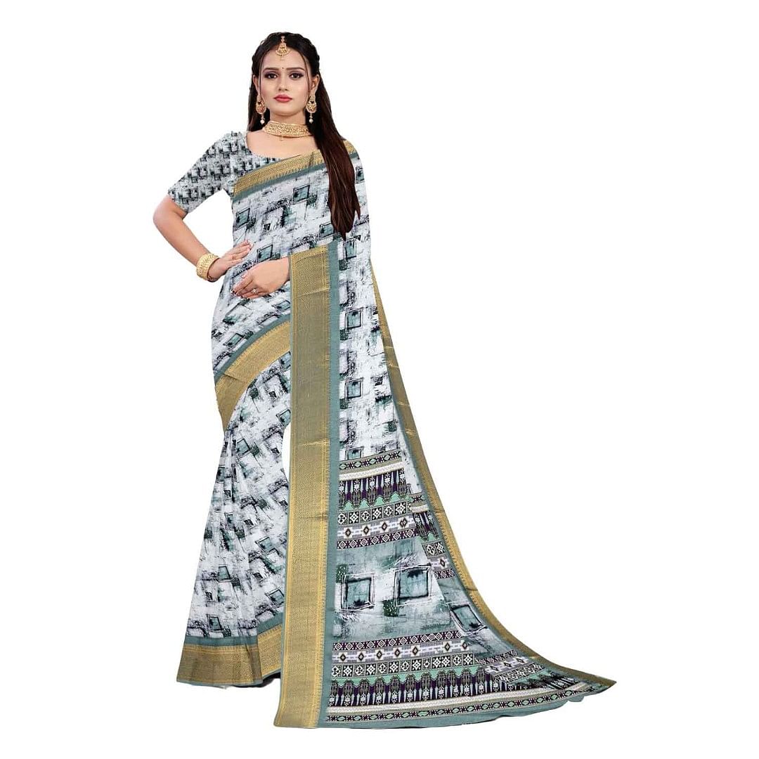 Authenzaa Women Saree ASWS102 C.Green 