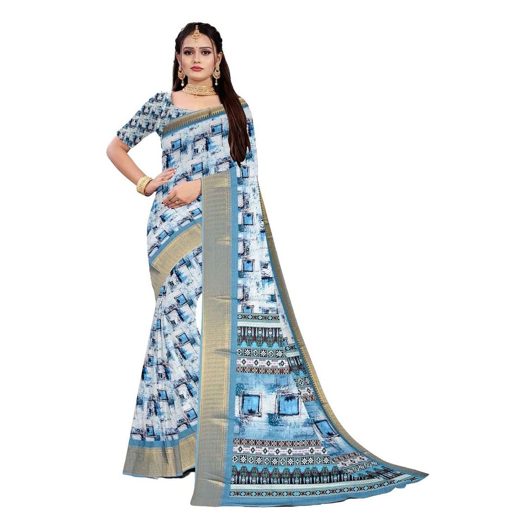 Authenzaa Women Saree ASWS102 Turquoise 