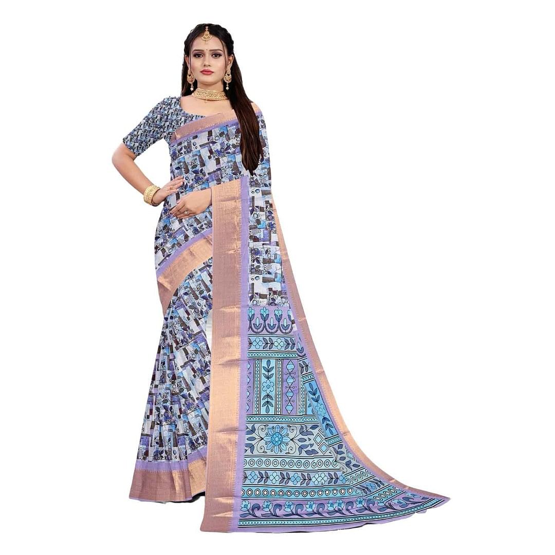 Authenzaa Women Saree ASWS103 Purple 