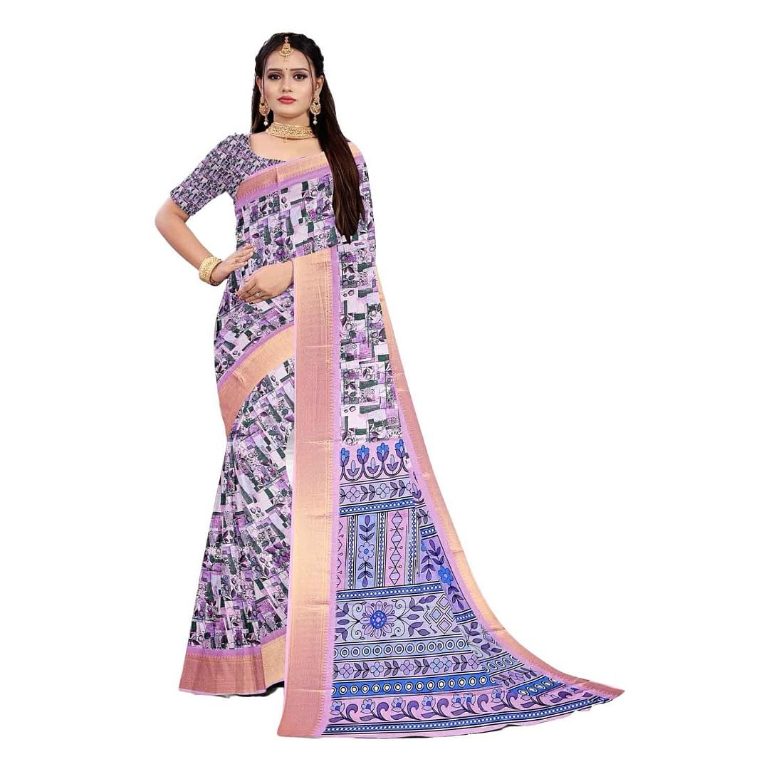 Authenzaa Women Saree ASWS103 Violet 