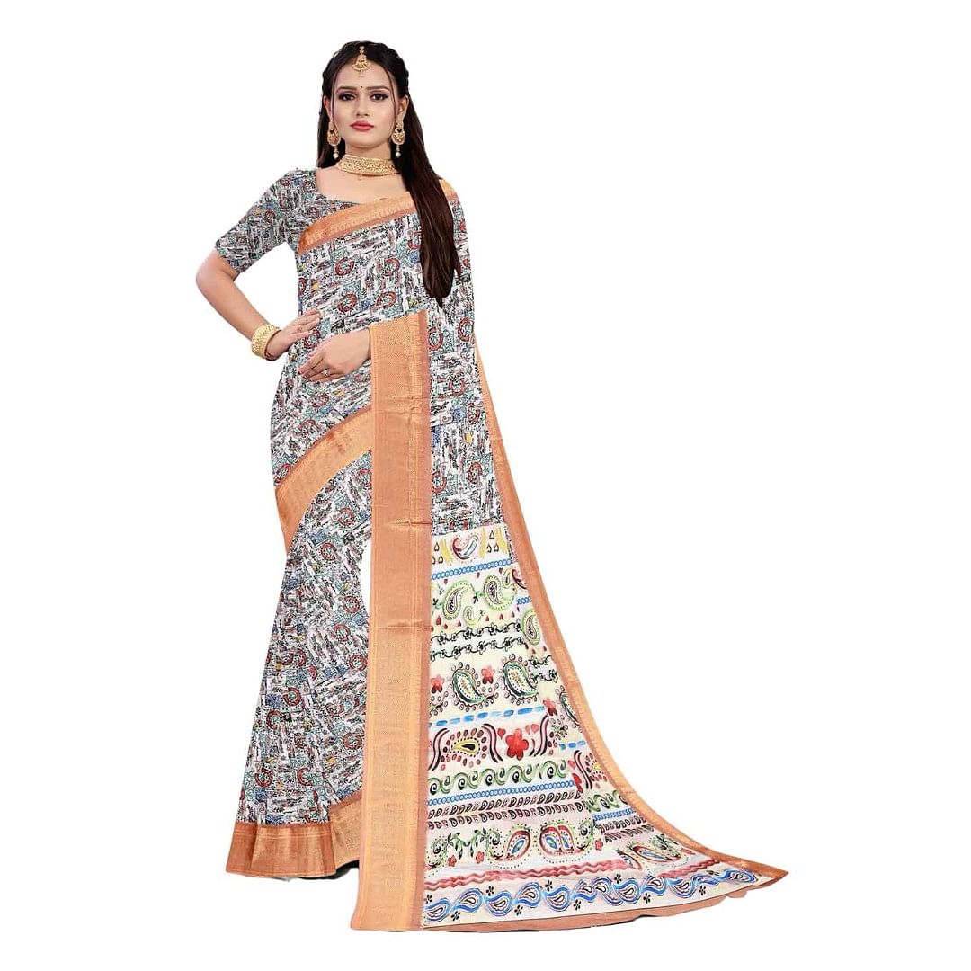 Authenzaa Women Saree ASWS104 Brown 